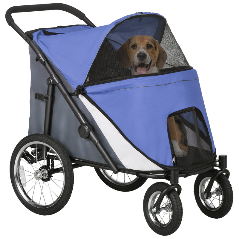 Pawhut Dog Stroller For Medium And Large Dogs And Cats Easy Fold Pet Stroller With Washable Cushion Storage Bags Safety Leash For Outdoor Travel Wayfair